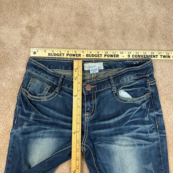 Maurices Distressed Y2K Rust Wash Flare Boot Cut Denim Jeans Women's 9 / 10 W 32 - Picture 8 of 9